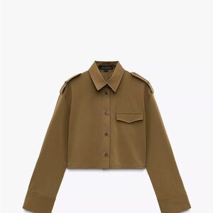 Zara Tan Cropped Jacket and pant set